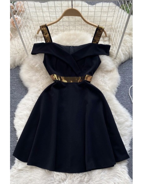 Sequins Off Shoulder Women Dress Backless Zipper Strap Slash Neck Slim Fashion Ladies A Line Mini Dresses